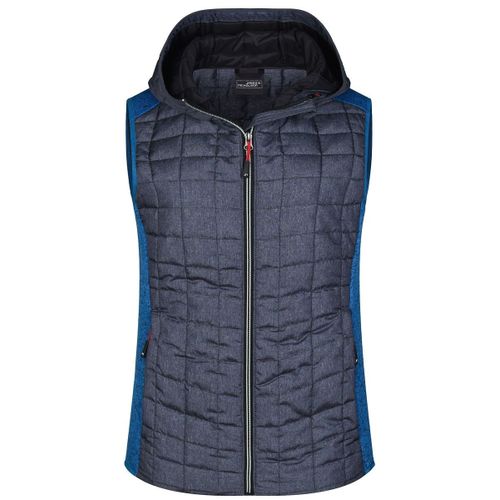 Veste Tricot Hybride Matelass?E Sans Manches - Femme - Jn767 - Gris Fonc? Et Bleu Roi