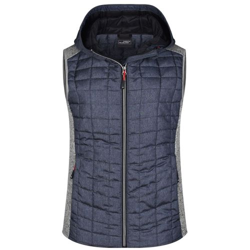 Veste Tricot Hybride Matelass?E Sans Manches - Femme - Jn767 - Gris Fonc? Et Gris Clair