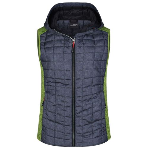 Veste Tricot Hybride Matelass?E Sans Manches - Femme - Jn767 - Gris Fonc? Et Kiwi