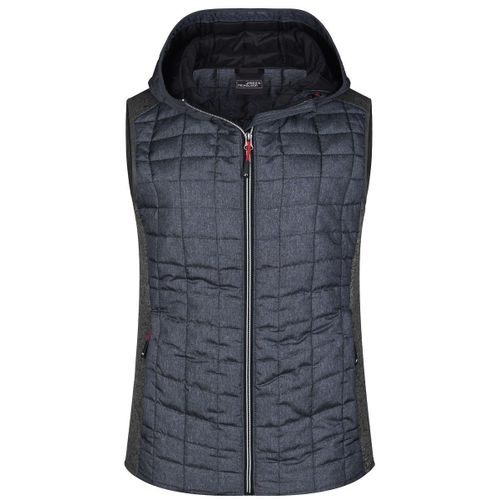 Veste Tricot Hybride Matelass?E Sans Manches - Femme - Jn767 - Gris Fonc? Et Anthracite