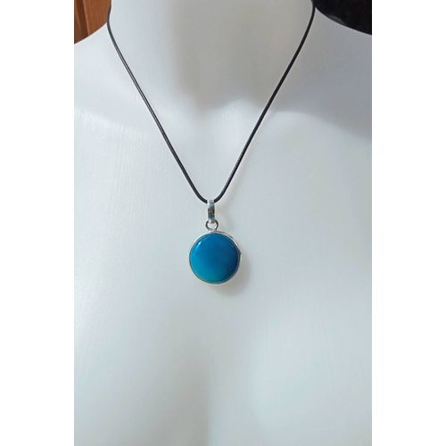 Pendentif Agate Bleue Et Argent