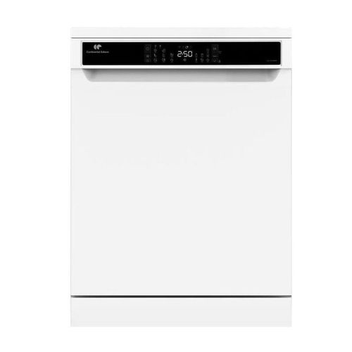 Continental Edison CELV1539IW - Lave-vaisselle pose libre - largeur 60 cm - 15 couverts - 39dB - Classe D - Moteur induction - affichage LED blanc - demi-charge - dép diff 1-24 h - panier supérieur réglable en hauteur - blanc