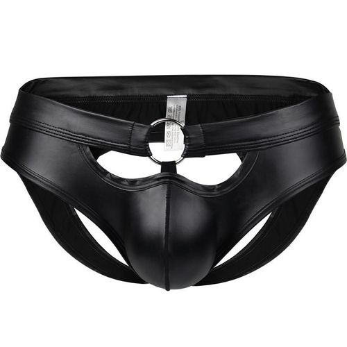 Jockstrap Bondage Slip Cuir Noir Homme Thong Man Underwear Leather