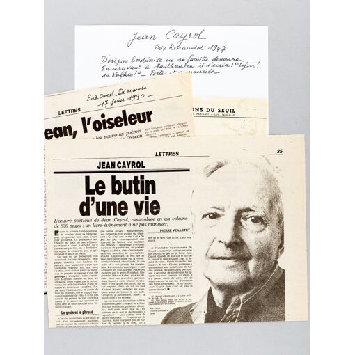 HELION : Lettre autographe datée et signée adressée à Raymond Queneau à propos du militant