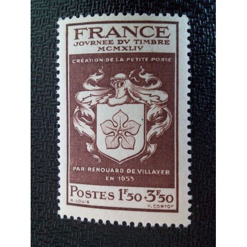 Timbre France Yt 668 Création De Small Post Par Renouard De Villayer En 1653 1944 ( 90304 )