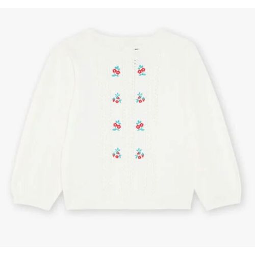 Pull Écru Ajouré À Broderies Fleuries Et Fraises (Sergent Major)