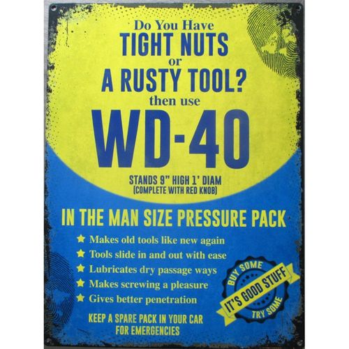 Plaque Wd40 Wd-40 Imitation Ancienne Tole Pub Garage 40x30cm Metal
