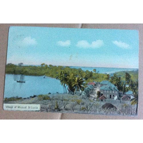 Carte Postale Affranchie : Sainte-Lucie - Saint Lucia, "Village Of Micoud" (Début Du Siècle Dernier-Correspondance Au  Verso)