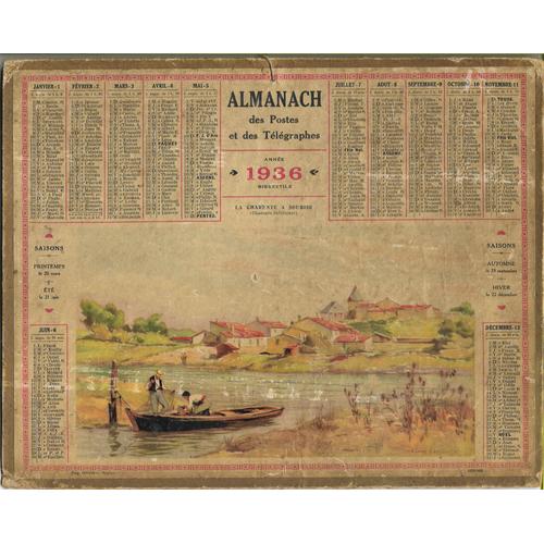 Almanach Des Postes & Des Télégraphes - La Charente À Soubise - 1936 - Calendrier Du Tarn -