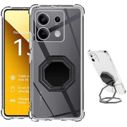 Coque Pour Xiaomi Redmi Note 13 5g (Pas Pour 4g) Protection Silicone Transparent Antichoc Avec Support Ajustable Octogonal - E.F.Connection