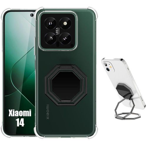Coque Pour Xiaomi 14, Silicone Ultra Slim Antichoc Avec Support Multi-Angle Rotation Noir - E.F.Connection