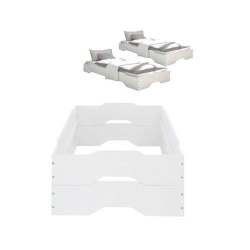 Lit Enfant Double 90x200cm - Kit 2 Lits 90x200cm Empilables