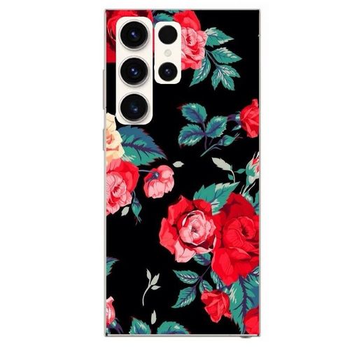 Coque Pour Galaxy S23 Plus Fleur Rouge Rose Vintage