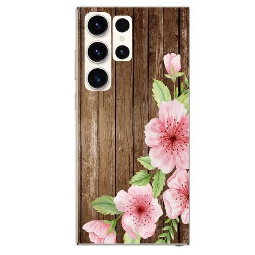 Coque Pour Galaxy S22 Ultra Bois Fleur Rose