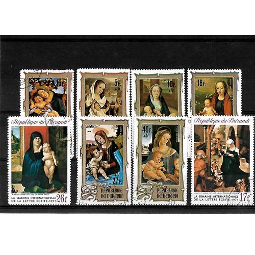 Burundi-La Vierge Et L'enfant Jésus-Lot De 8 Timbres Oblitérés-Très Bon Etat