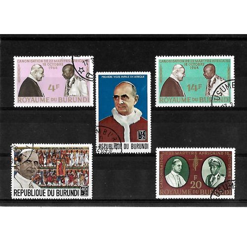 Burundi-Papes-Lot De 5 Timbres Oblitérés-Très Bon Etat