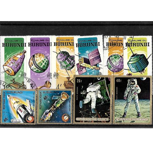 Burundi-Espace-Lot De 10 Timbres Oblitérés-Très Bon Etat