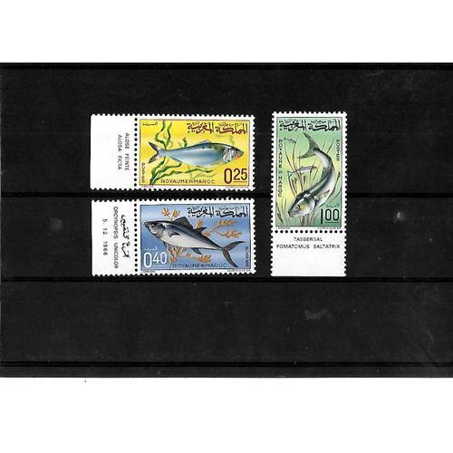 Maroc-Poissons Du N° 514 Au N°516-Lot De 3 Timbres Neufs**-Gomme Intacte- 1 Er Choix