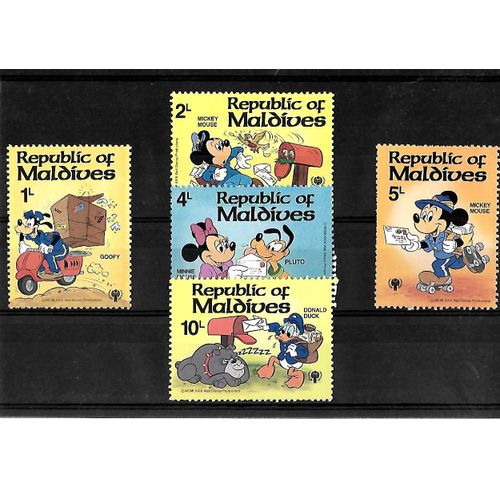 Maldives-Disney-Lot De 5 Timbres Neufs** -Gomme Intacte- 1 Er Choix