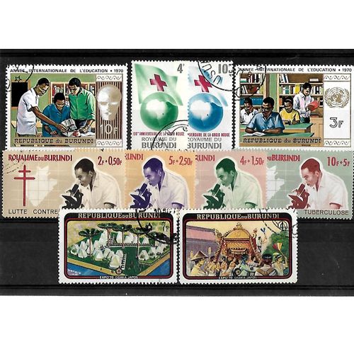 Burundi-Lot De 10 Timbres Oblitérés-Très Bon Etat