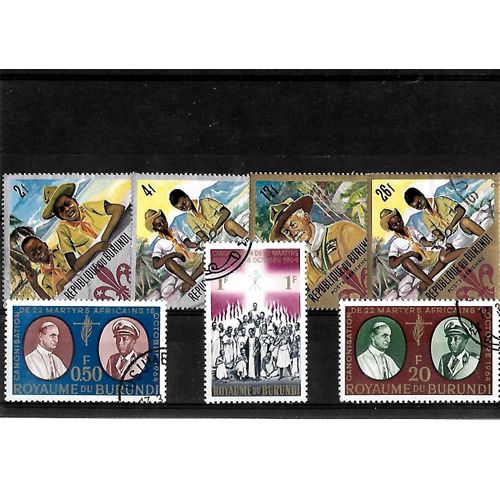 Burundi-Lot De 7 Timbres Oblitérés-Très Bon Etat
