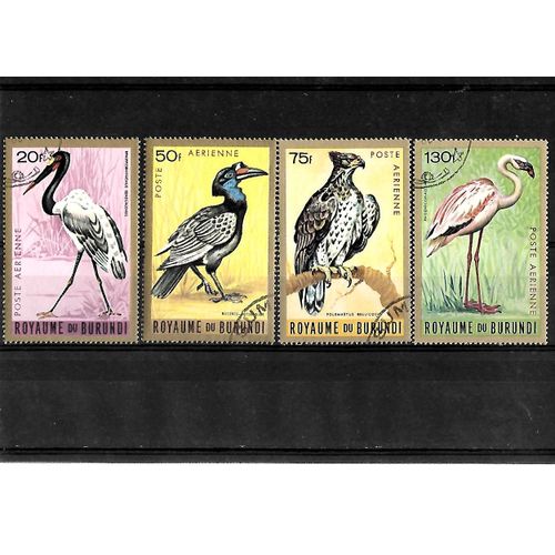 Burundi-Oiseaux-Lot De 4 Timbres Oblitérés-Très Bon Etat