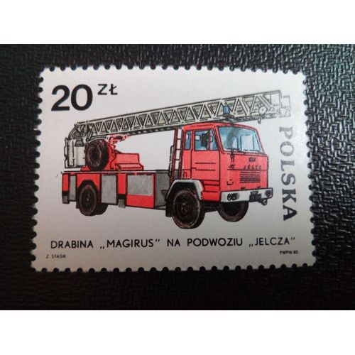 Timbre Pologne Yt 2777 Moteur Jelcz, Échelle De Puissance Magirus, 1970 1985 ( 070304 )