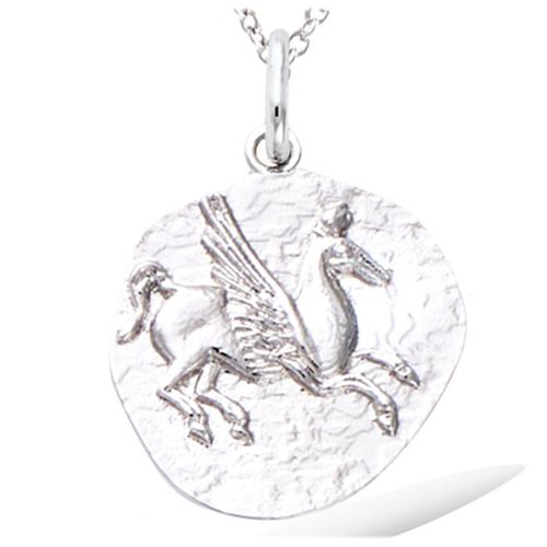 Les Trésors De Lily [R1672] - Pendentif Argent 'grèce Antique' Argenté (Rhodié) - 17x18 Mm (Pégase)