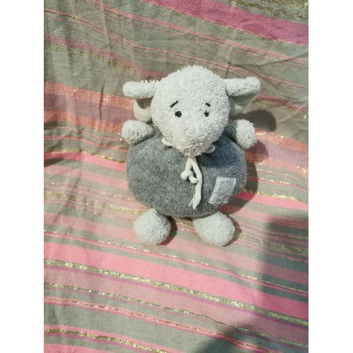 Doudou Peluche Elephant Eponge Gris Boule Grelot Happy Horse