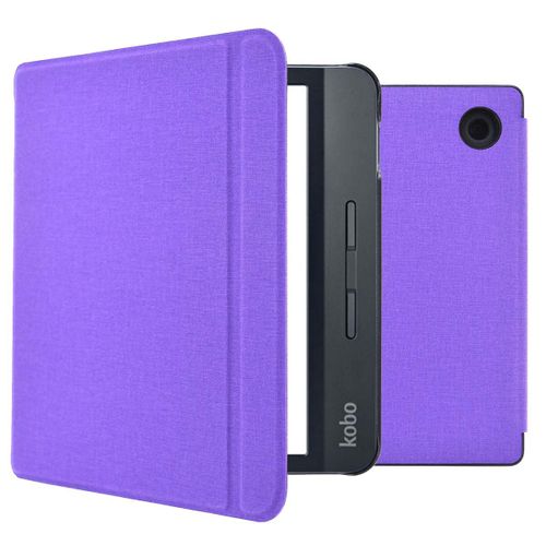 Imoshion Étui De Liseuse Portefeuille Canvas Sleepcover Avec Support Kobo Libra H2o Violet