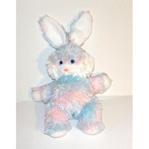 Peluche Lapin Bleu Rose Toyland Doudou Lapin Vintage 34 Cm