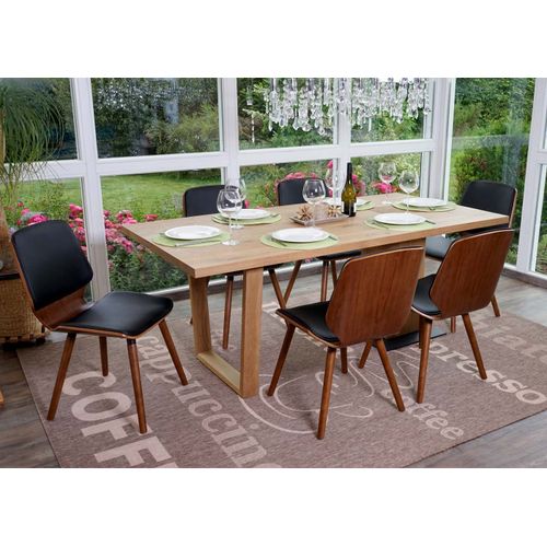 6x Chaise De Salle À Manger Hwc-B16, Bois Courbé, Rétro, Aspect Noyer Similicuir Noir