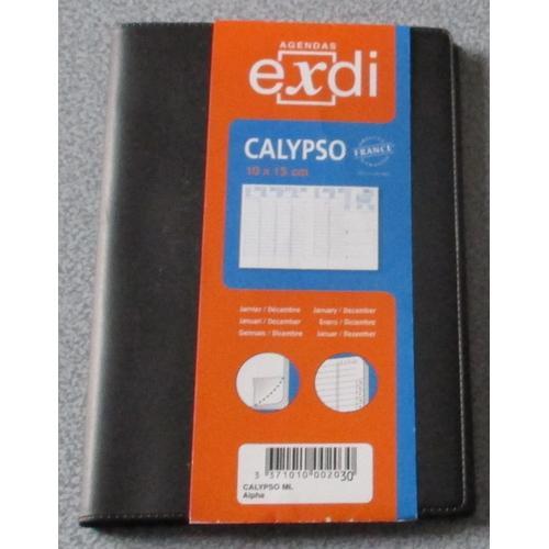 Agenda Exdi Calypso Ml Alpha 2020-Janvier À Décembre-1 Semaine Sur 2 Pages-10x15cm-Réf.301-Couverture Pvc Noire-Quelques Pages Répertoire À La Fin