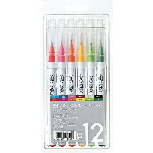 Set De 12 Feutres Pinceaux Peinture Real Brush Marker Guai Bear Clean Color Zig