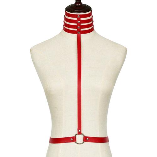 Collier Rouge Bondage Ceinture 40 42 44 Bdsm Cuir Leather Sm Sexe Slave Collar