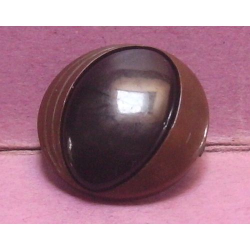 Bouton À Queue Bombé 2 Tons Marron / Cuivre Jaune - 2 Vagues - Résine - Diamètre 20,5 Mm