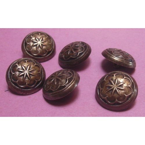 Lot De 6 : Bouton À Queue Cylindrique Bombé À Motif Étoile - Métal - Diamètre 23,3 Mm