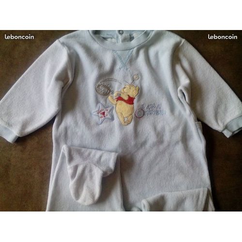 Babygros Velours, Motif Winnie - Disney - T 1an