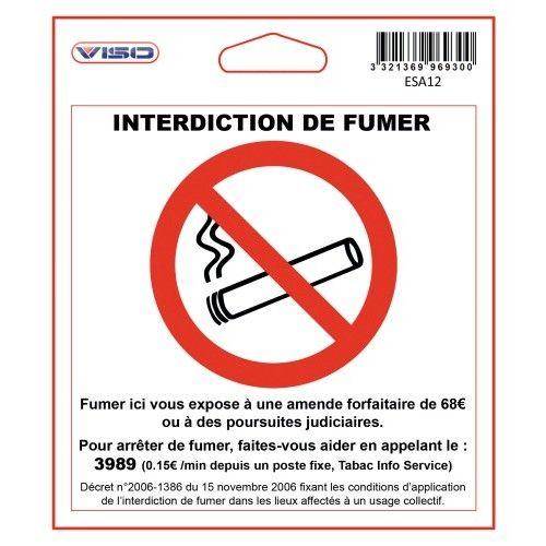 Étiquette signalétique - adhésive - 115x115 mm - Interdit de fumer VISO