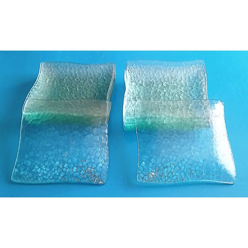 14 Assiettes De Forme Carr - Verre Transparent Martel Granit - Assiette  Dessert Ou  Salade Ou Autre Utilisation - Epaisseur 0,4cm (Ou 4mm) Env ,Dimension 19x19cm Env Chacune (Ou 190mmx190mm)