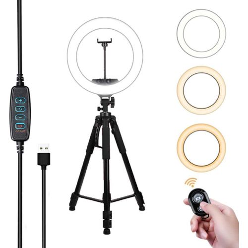 14'' Lumire Anneau Avec Trpied Et Support De Tlphone,Ring Light Intensit Variable Kit D'clairage 3 Modes D'clairage,Pour Live Stream,Vlog,Maquillage,Youtube,Appareil Photo,14''Inch
