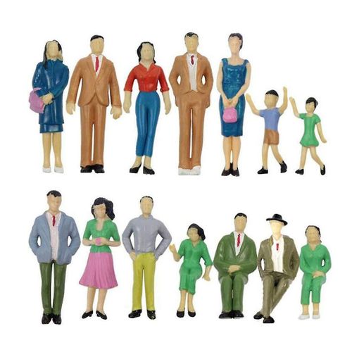 14 Pieces 1:25 Ho Scale Color People Figures Model Train Railway Layout