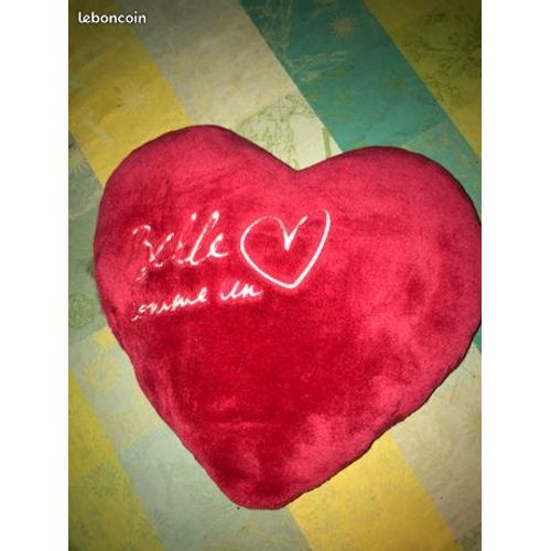 Coussin En Forme De Coeur "Belle Comme Un Coeur" Rouge