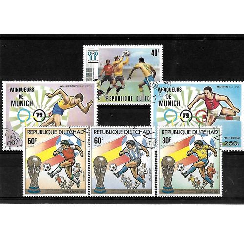 Tchad-1982-Vainqueurs De Munich Et Espagne-Lot De 6 Timbres Oblitérés-Très Bon Etat