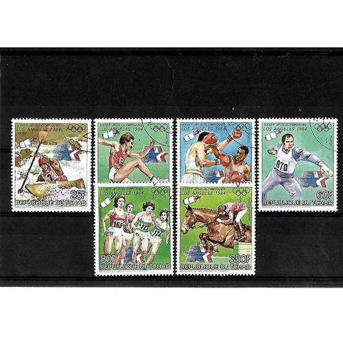 Tchad-1984-Jeux De Los Angeles N° 416/19 Et N° Pa 262/263-Lot De 6 Timbres Oblitérés-Très Bon Etat