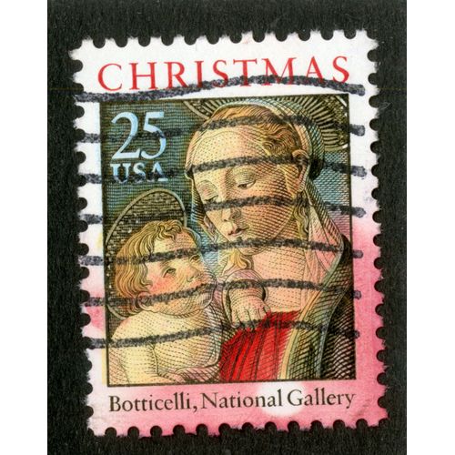 Timbre Oblitéré Usa 25, Christmas, Botticelli, National Gallery