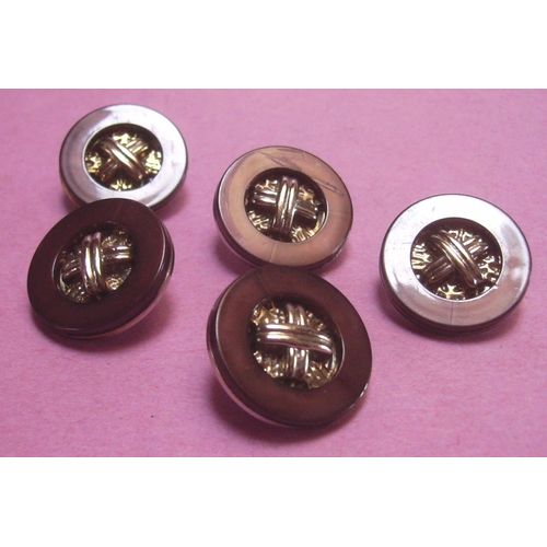Lot De 5 : Bouton À Queue Cylindrique Noeuds Croisés Chrome Et Marron - Résine - Diamètre 21 Mm