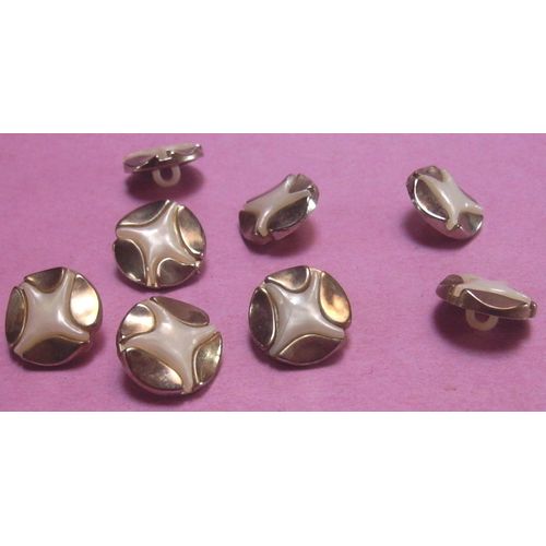 Lot De 8 : Bouton À Queue Cylindrique Doré Étoile À 4 Branches Inégales - Résine - Diamètre 15 Mm