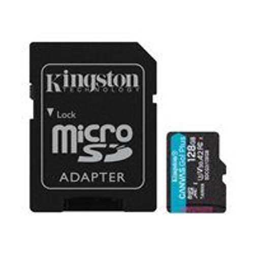 Kingston Canvas Go! Plus - Carte mémoire flash (adaptateur microSDXC vers SD inclus(e)) - 128 Go - A2 / Video Class V30 / UHS-I U3 / Class10 - microSDXC UHS-I