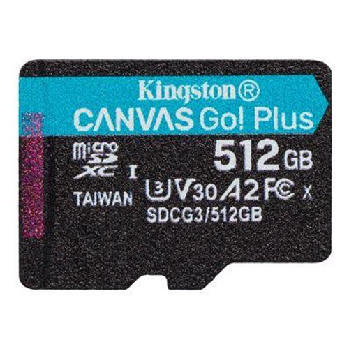 Kingston Canvas Go! Plus - Carte mémoire flash - 512 Go - A2 / Video Class V30 / UHS-I U3 / Class10 - microSDXC UHS-I